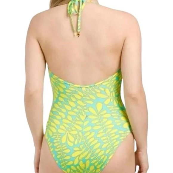 Trina‎ Turk Swimsuit Womens 12 Colorful Tropical Trellis Plunge One Piece Resort - Picture 4 of 10